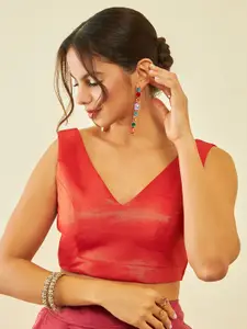 Soch V-Neck Tussar Saree Blouse
