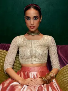 Soch Embroidered Sequined Net Saree Blouse