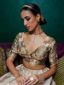 Soch Woven Design V-Neck Zari Silk Saree Blouse