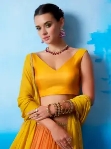 Soch V-Neck Tussar Saree Blouse