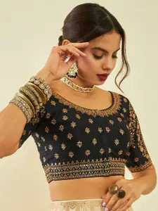 Soch Embroidered Sequinned Saree Blouse
