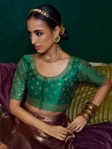 Soch Embroidered Sequinned Saree Blouse