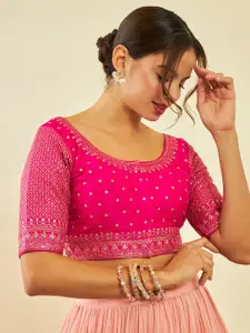 Soch Embroidered Sequinned Saree Blouse