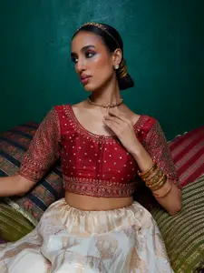 Soch Embroidered Sequinned Saree Blouse