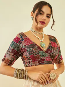 Soch Embellished V-Neck Sequinned Saree Blouse