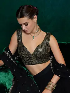 Soch Embellished V-Neck Sleeveless Saree Blouse