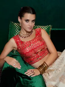 Soch Embellished U-Neck Sleeveless Sequins Saree Blouse