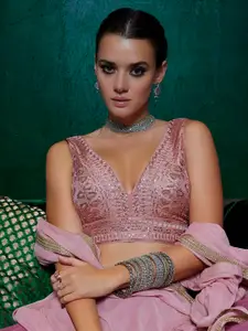 Soch Embellished V-Neck Sleeveless Saree Blouse