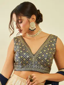 Soch Embellished Sequinned V-Neck Sleeveless Saree Blouse