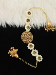 NMII Men Set Of 3 Gold-Plated Crystal-Studded Bangle-Style Bracelets