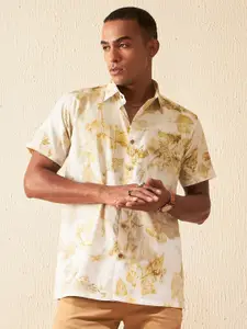 DENNISON Smart Fit Opaque Printed Hemp Casual Shirt