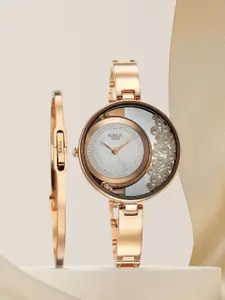 Titan Women Embellished Dial & Metal Straps Analogue Watch 95224WM01F