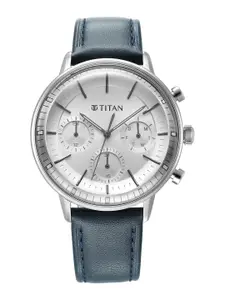 Titan Men Textured Dial & Leather Straps Analogue Multi Function Watch 90171SL01