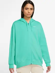 Nike Sportswear Jersey Oversized Full-Zip Hooded Cotton Front-Open Sweatshirt