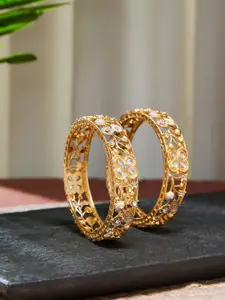 ATIBELLE Set Of 2 Gold-Plated Kundan Studded Bangles