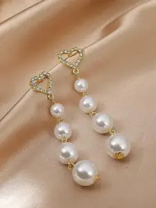 VAGHBHATT Gold-Plated Pearls Beaded Drop Earrings