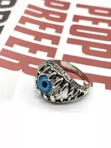 KRYSTALZ Silver-Plated  Evil Eye Adjustable Finger Ring