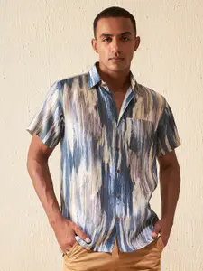 DENNISON Smart Fit Hemp Printed Casual Shirt