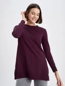 DeFacto Longline Ribbed Acrylic Pullover Sweatshirt