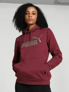 Puma Essentials Plus Metallic-Logo Cotton Hoodie