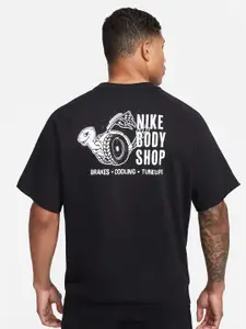 Nike Dri-FIT Typography Printed Short-Sleeves Fleece Fitness Crew Sleeves T-Shirt