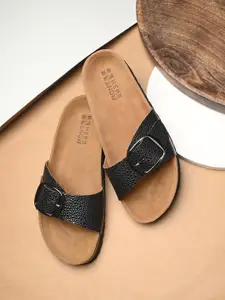 HERE&NOW Open Toe Flats with Buckles