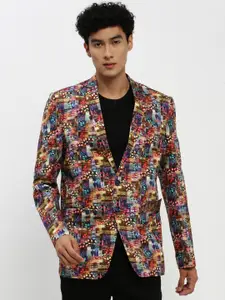 SHOWOFF Men Printed Notched Lapel Single Breasted Blazer