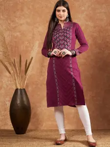 Sangria Woven Design A-Line Winter Kurta