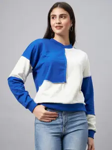 Club York Colourblocked Round Neck Long Sleeves Cotton Terry Pullover Sweatshirt