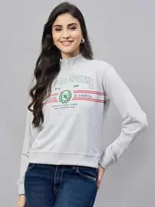 Club York Typography Printed High Neck Cotton Pullover Sweatshirt