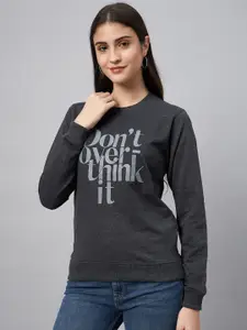 Club York Typography Printed Round Neck Long Sleeves Cotton Terry Pullover Sweatshirt