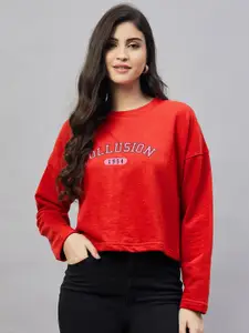 Club York Typography Printed Round Neck Long Sleeves Cotton Terry Pullover Sweatshirt