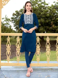 Anouk Ethnic Motifs Yoke Design Pure Cotton Straight Kurta