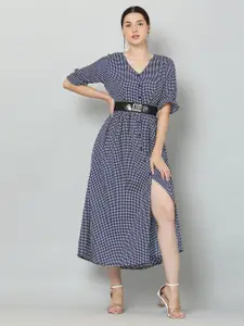 SQew Blue Striped A-Line Maxi Dress