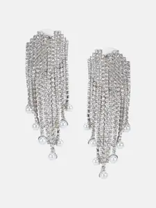 Kazo Pearls Studded Tasselled Drop Earrings