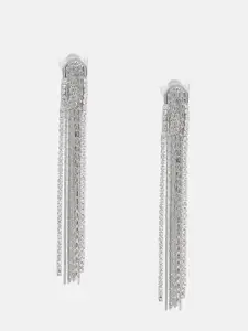 Kazo Silver-Plated Classic Rhinestone Studded Hoop Earrings