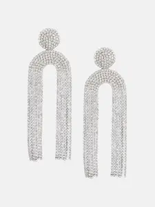 Kazo Rhinestone Studded Contemporary Drop Earrings
