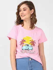 UrbanMark Slim Fit Tropical Printed Cotton T-shirt