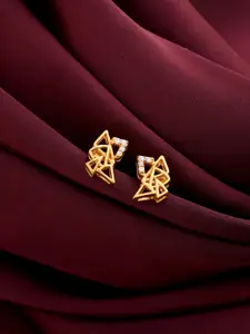 Kicky And Perky Sterling Silver Gold Plated Geometric Studs Earrings