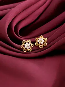 Kicky And Perky Sterling Silver Gold-Plated Floral Studs Earrings