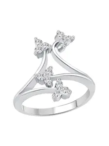 Vighnaharta Rhodium-Plated CZ-Studded Finger Ring