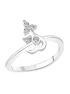 Vighnaharta Rhodium-Plated CZ-Studded Finger Ring