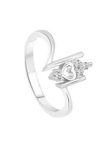 Vighnaharta Rhodium Plated CZ Studded Finger Ring