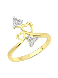 Vighnaharta Gold Plated CZ Studded Heart Shaped Finger Ring