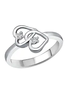 Vighnaharta Rhodium Plated CZ Studded Finger Ring