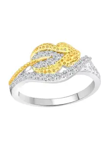 Vighnaharta Rhodium Plated CZ Studded Finger Ring