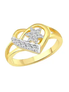 Vighnaharta Gold Plated CZ Studded Finger Ring