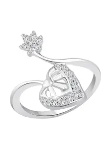 Vighnaharta Rhodium Plated CZ Studded Finger Ring