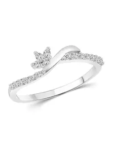Vighnaharta Rhodium-Plated CZ-Studded Finger Ring