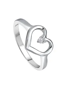 Vighnaharta Rhodium-Plated CZ-Studded Finger Ring